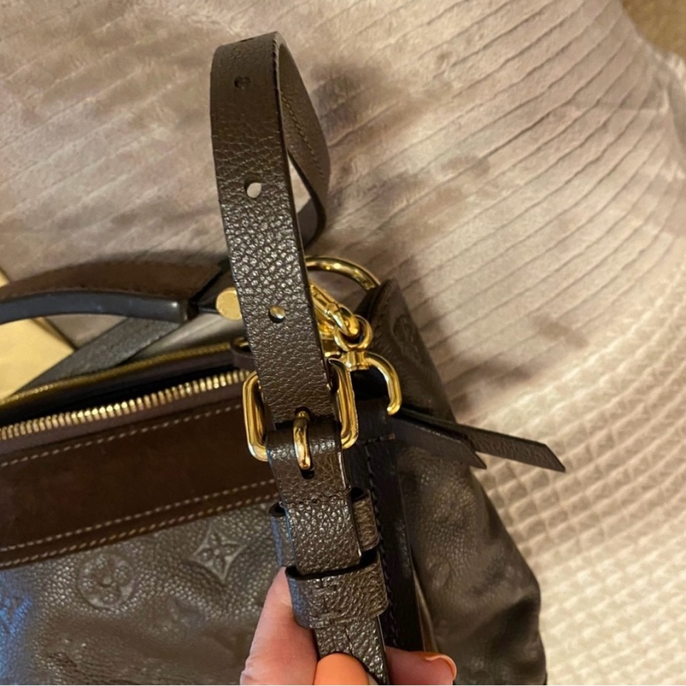 Louis Vuitton Vintage Chocolate Suede Leather Monogram Tote Gold Tone Hardware - Picture 5 of 15
